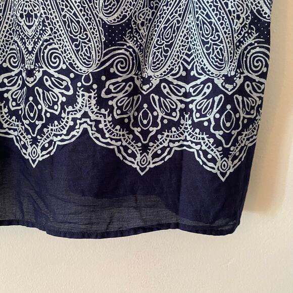 Chico's Women's size 2 / Large Navy Blue Boho Paisley Beaded Blouse 100% Cotton - Picture 6 of 11